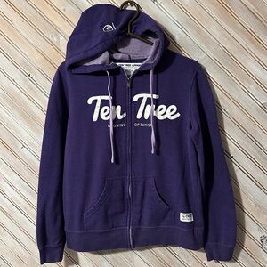 10Tree Purple Full Zipper Embroidered Logo Growing Optimism Hooded Sweater Plant
